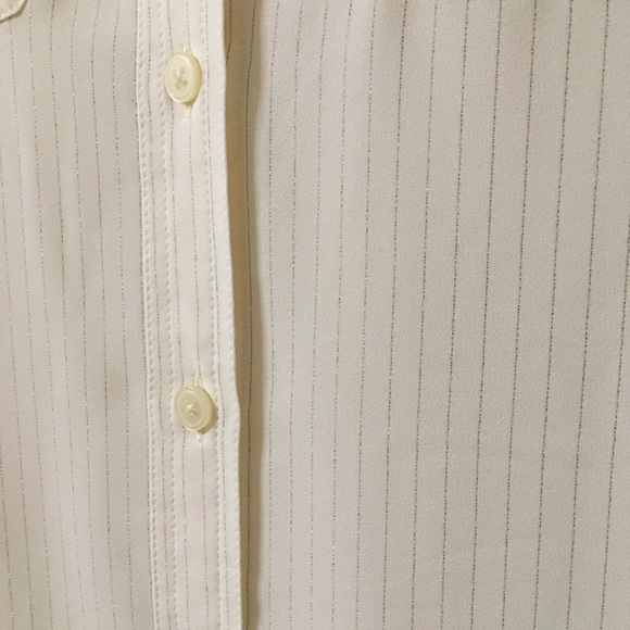 Ann Taylor Loft Cream Shimmer Pinstripe Blouse - Picture 4 of 13